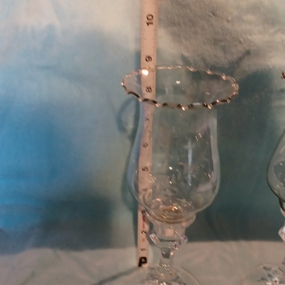 Home Interiors Glass Candle Holders Set Of 2 Etched Glass Globes With Holders